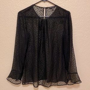 Black Banana Republic sheer dotted blouse